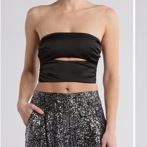 Topshop Satin Bandeau Black Top Size 4 NWT